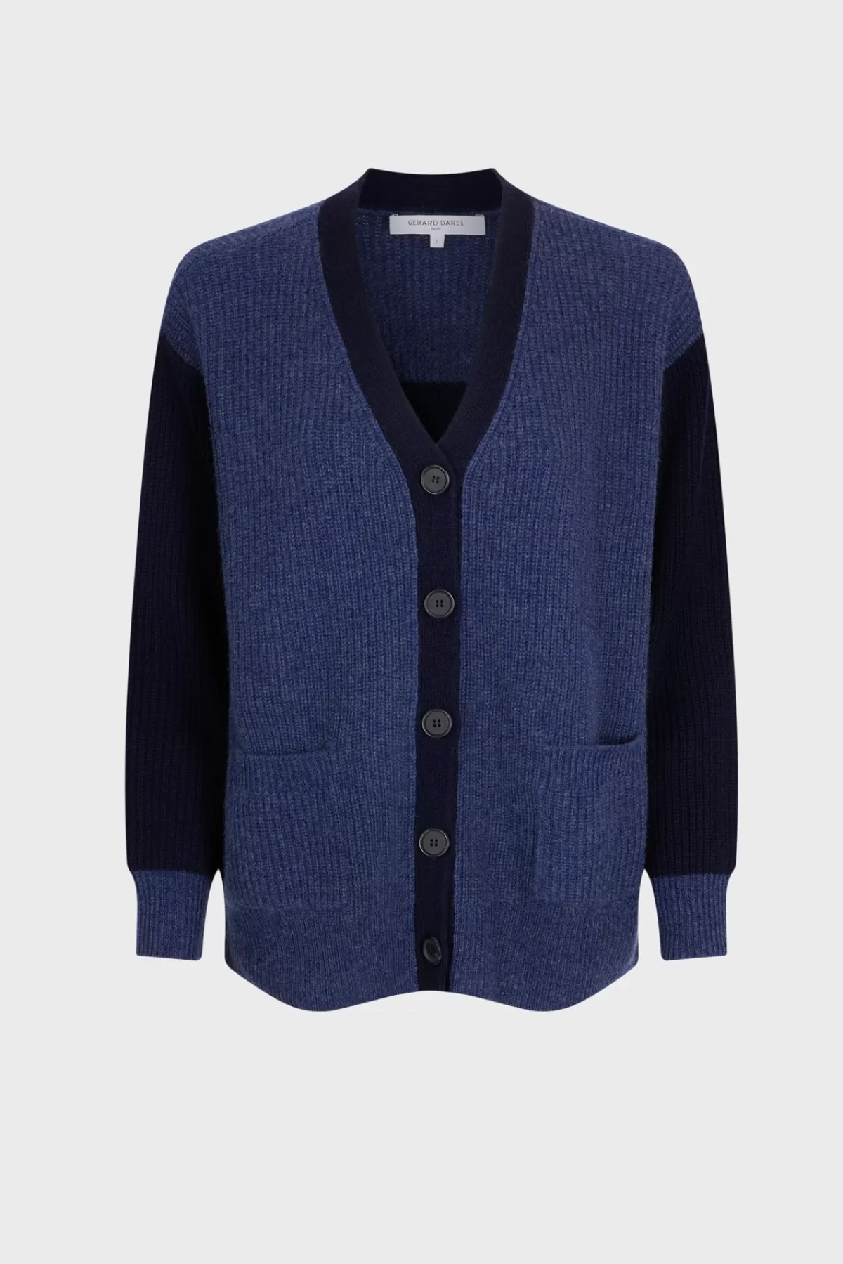 Gerarddarel Gilet color block en cachemire à côtes - LOEVA Bleu foncé / Marine-Femme Maille