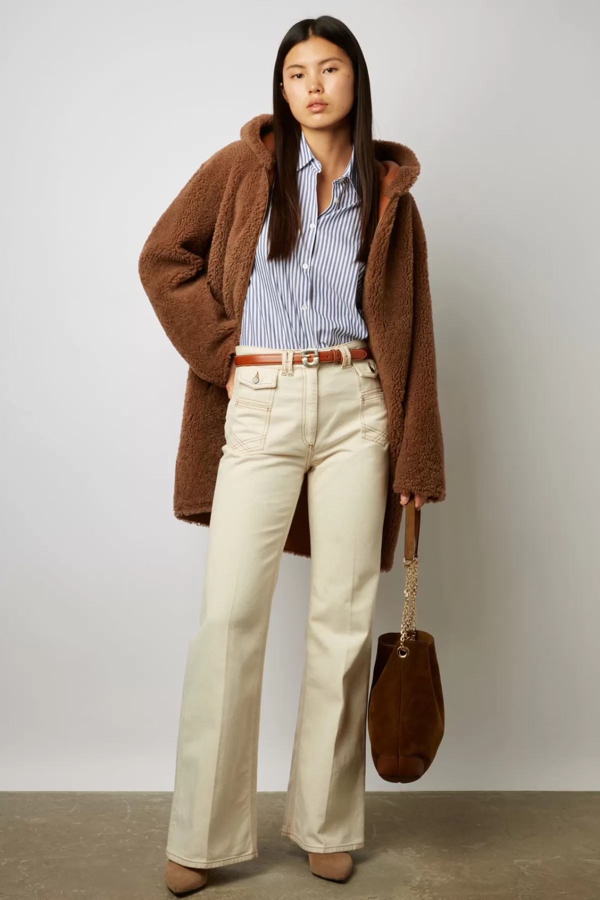 Gerarddarel Manteau réversible en peau lainée - MAELISSE Marron-Femme Manteaux et Trenchs | Cuirs & Peaux