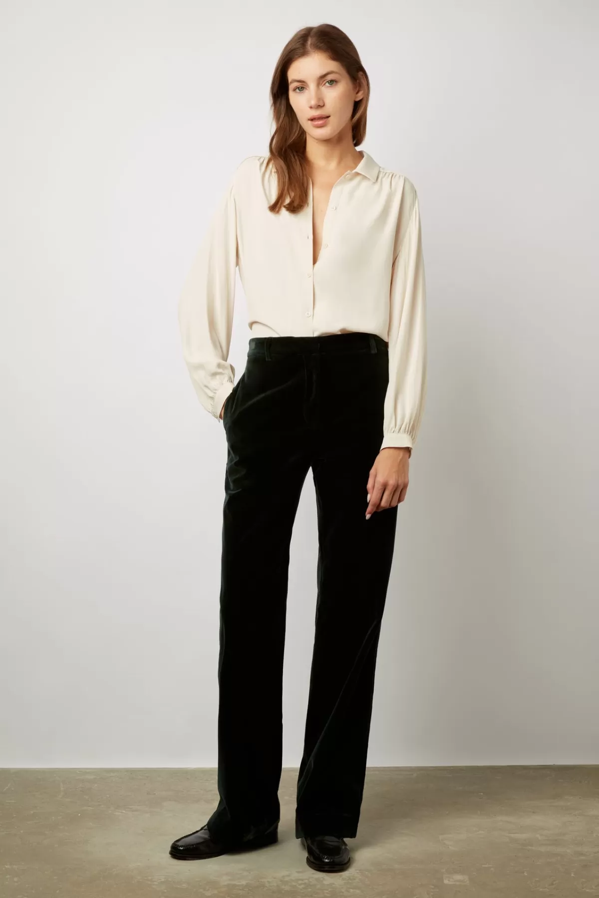 Gerarddarel Pantalon droit de tailleur en velours - ELEONIE Vert-Femme Pantalons & Jeans