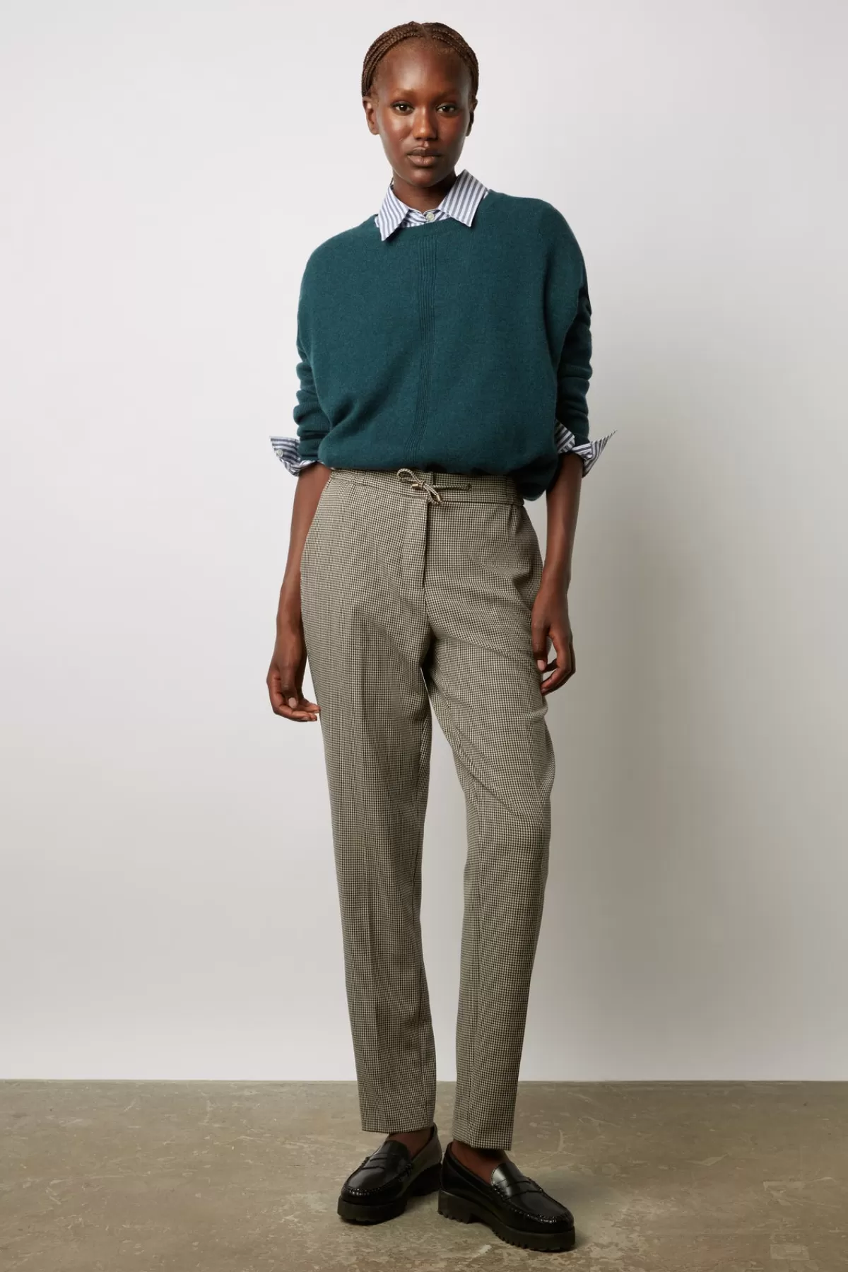 Gerarddarel Pantalon droit de tailleur imprimé Pied-de-puce - ELINDA Beige-Femme Pantalons & Jeans