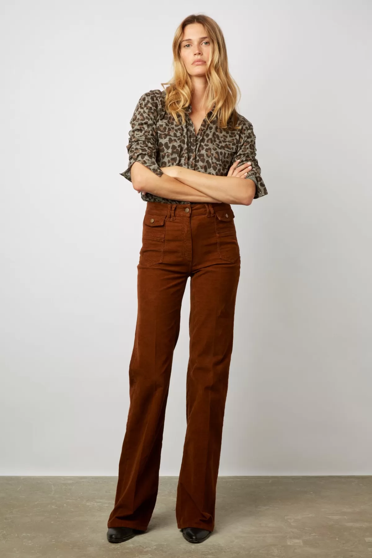 Gerarddarel Pantalon flare en velours à fines côtes - ANNA Marron-Femme Pantalons & Jeans