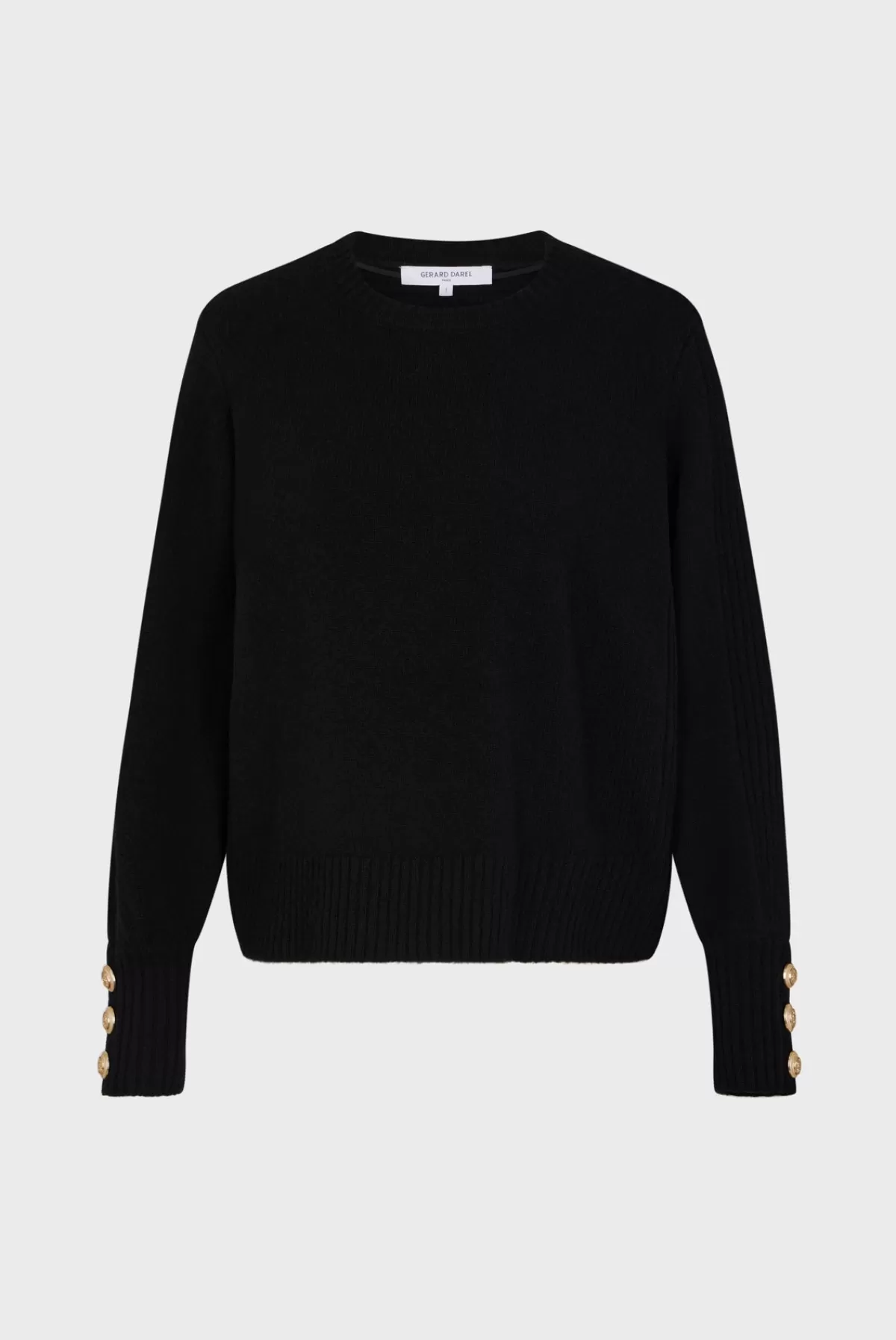 Gerarddarel Pull col rond en laine et boutons dorés - LEILANIE Noir-Femme Maille