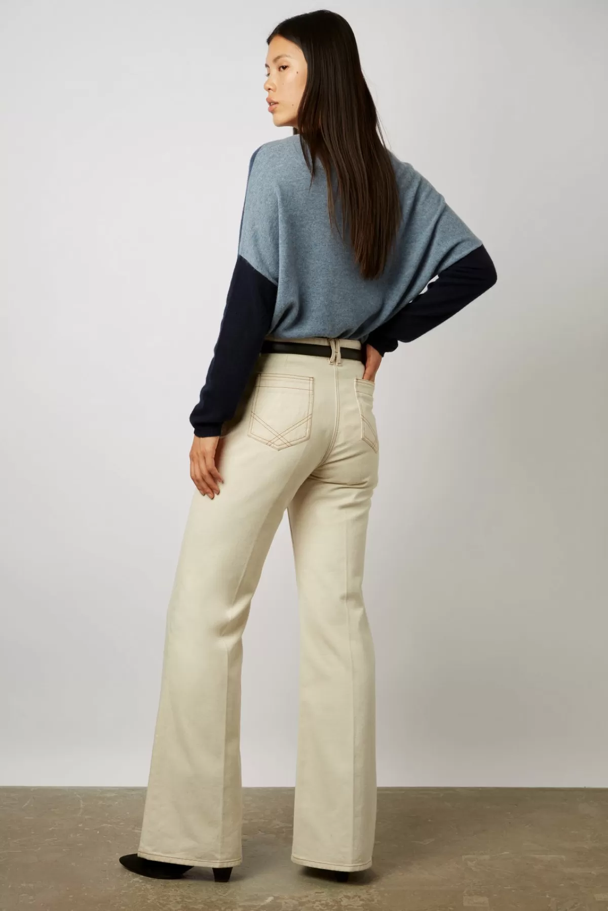 Gerarddarel Pull color block en cachemire à col rond - LOVANA Bleu foncé / Marine-Femme Maille