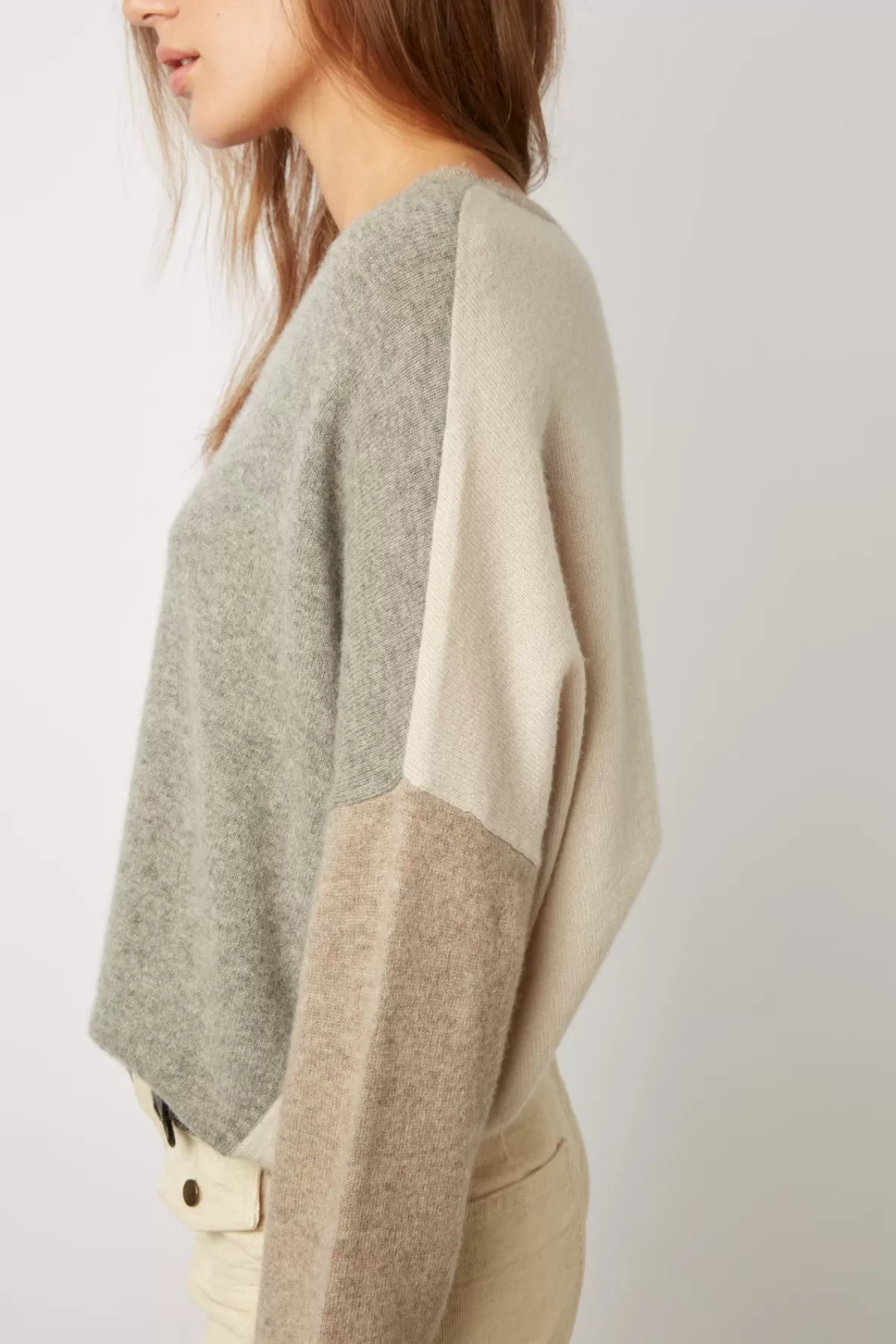 Gerarddarel Pull color block en cachemire à col rond - LOVANA Gris-Femme Maille
