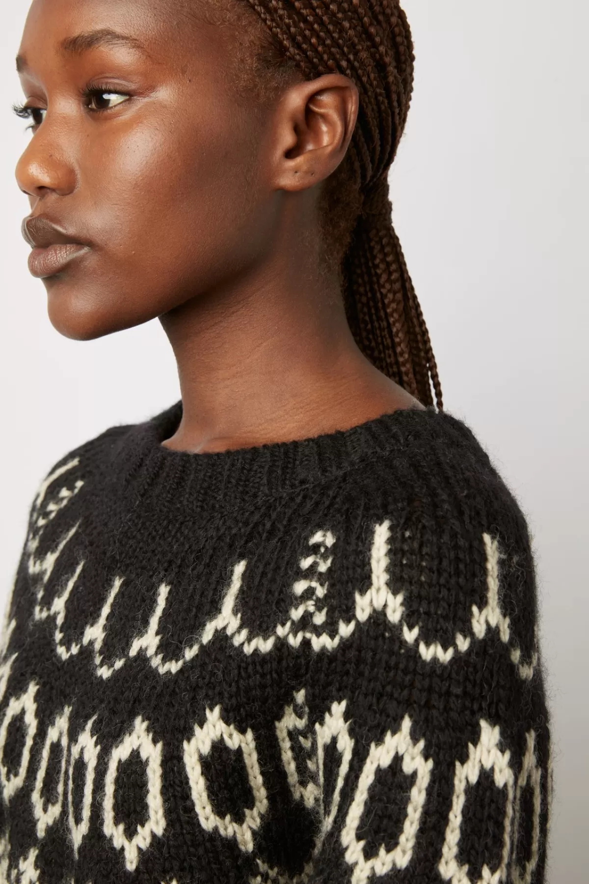 Gerarddarel Pull d'hiver en laine mélangée et motifs bicolores - LOUNESS Beige-Femme Maille