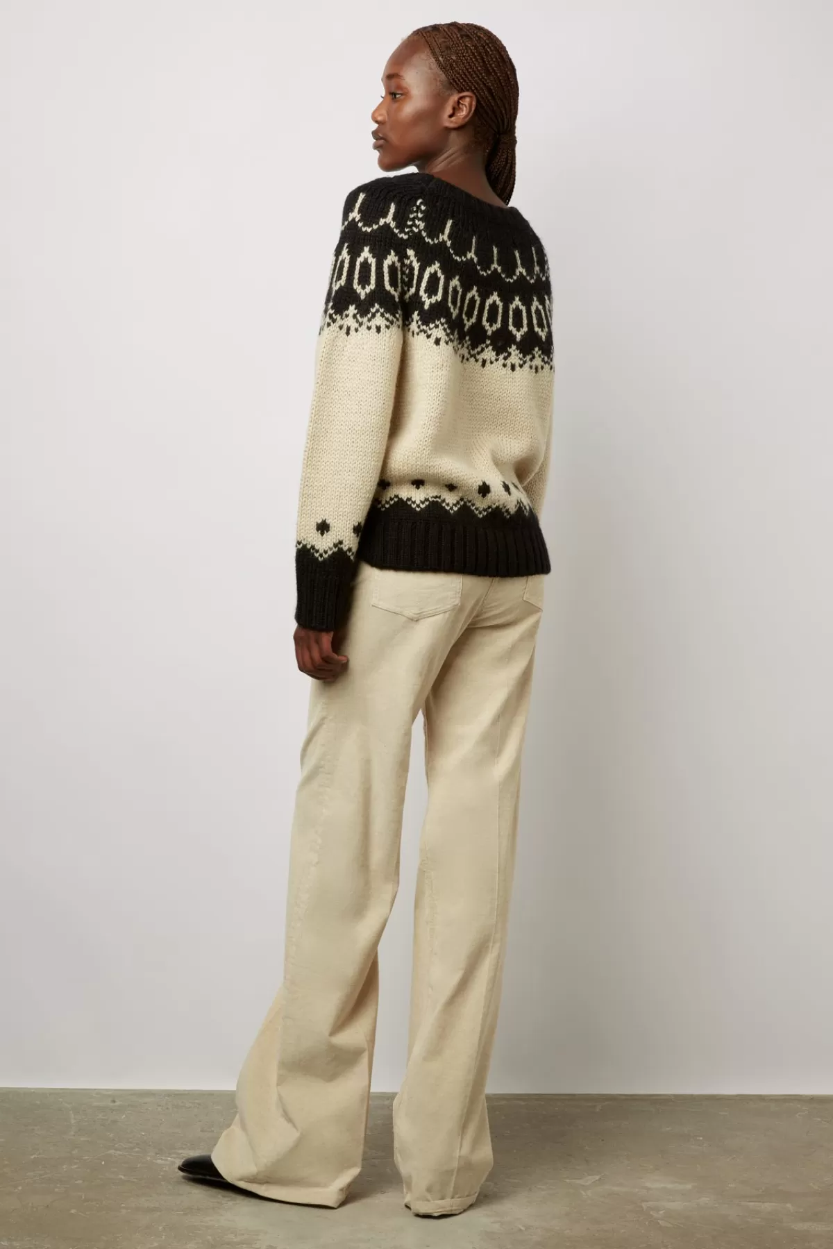 Gerarddarel Pull d'hiver en laine mélangée et motifs bicolores - LOUNESS Beige-Femme Maille