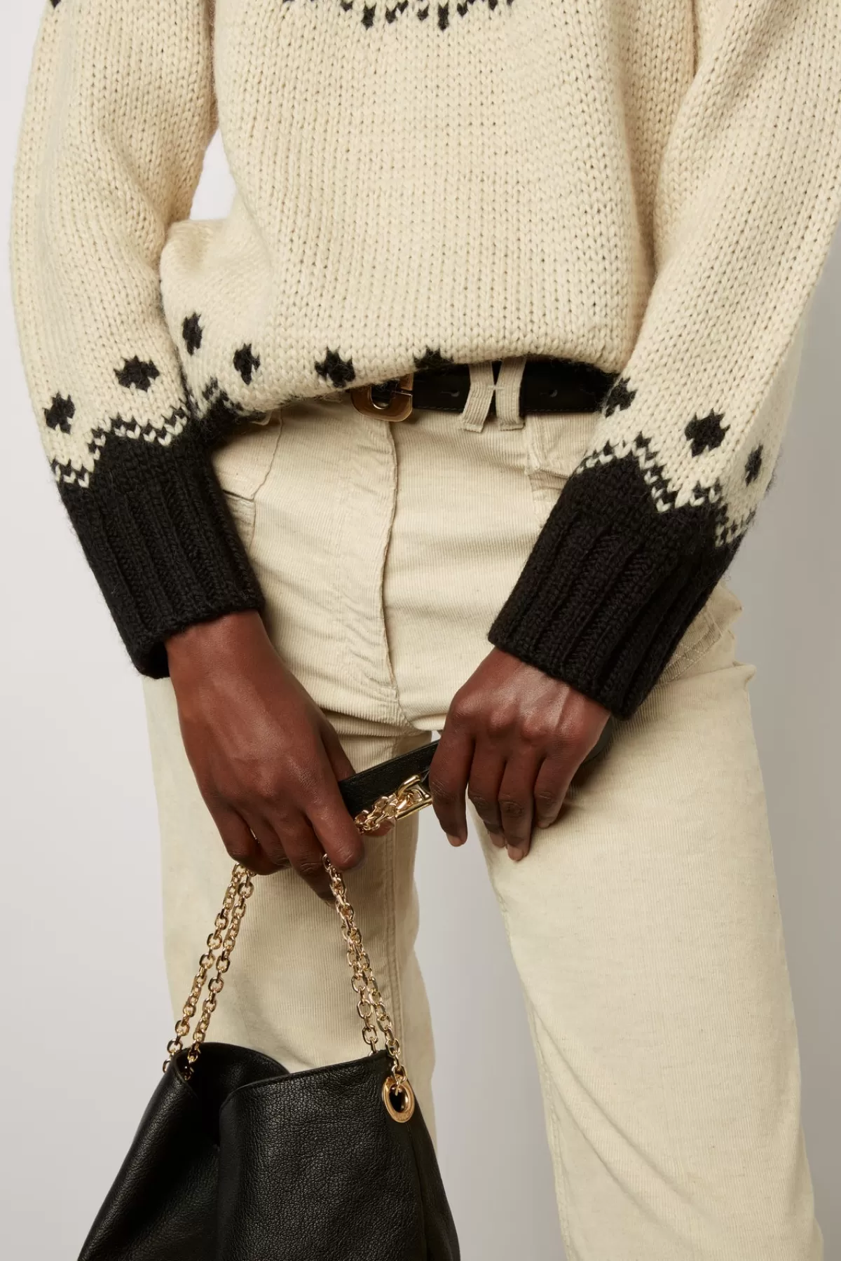 Gerarddarel Pull d'hiver en laine mélangée et motifs bicolores - LOUNESS Beige-Femme Maille