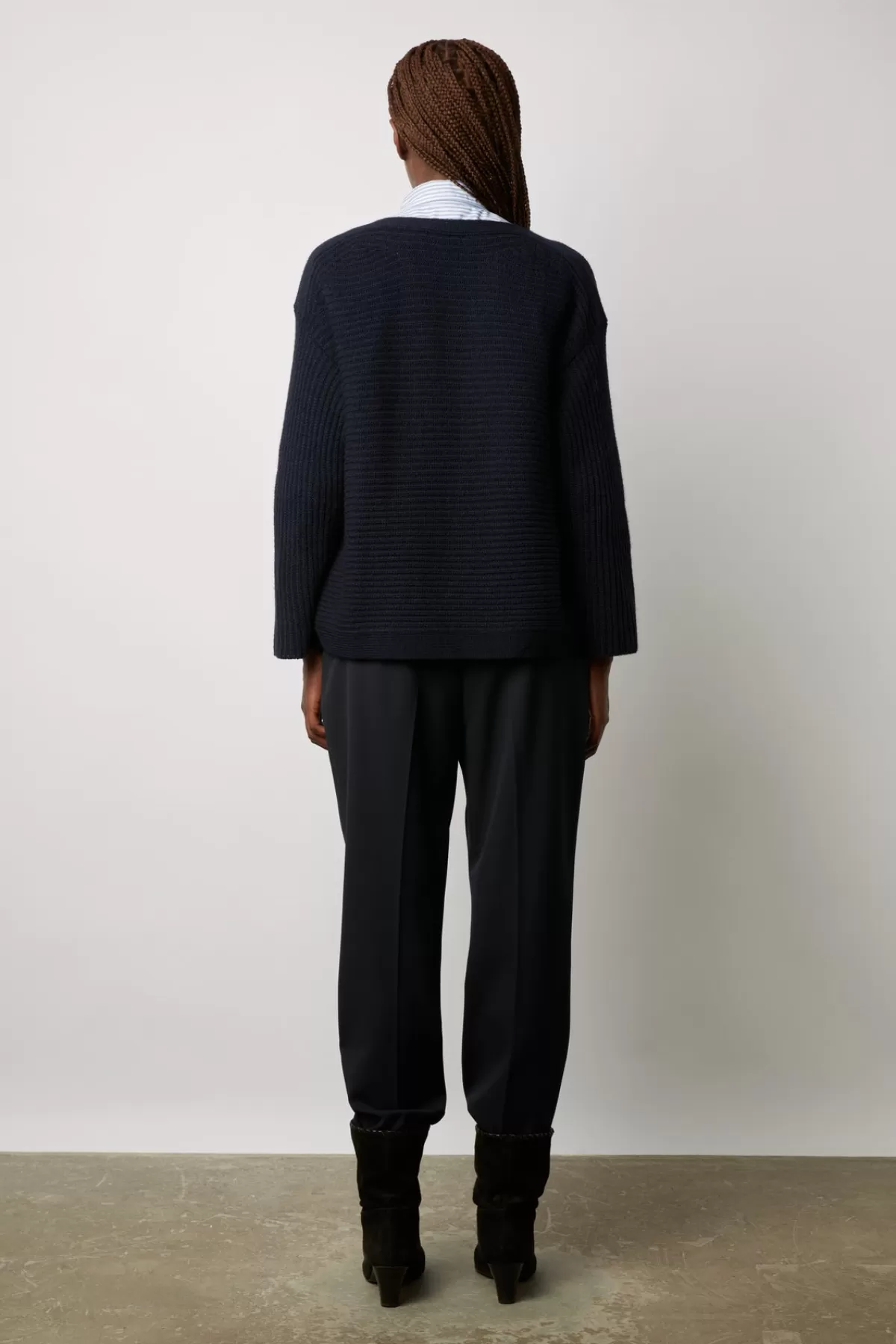 Gerarddarel Pull uni tricotage ottoman - LIV Bleu foncé / Marine-Femme Maille